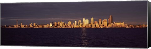 Framed City viewed from Alki Beach, Seattle, King County, Washington State, USA Print