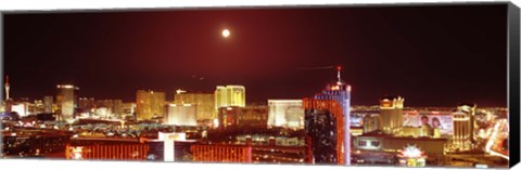 Framed Moon Over Las Vegas at Night Print
