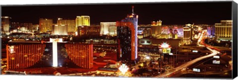 Framed Las Vegas Skyline Lit Up at Night Print