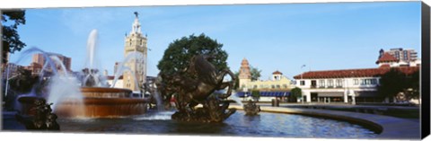 Framed Fountain at Country Club Plaza, Kansas City, Missouri Print