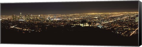 Framed Night View of Los Angeles from the Distance Print