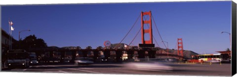 Framed Toll booth with a suspension bridge in the background, Golden Gate Bridge, San Francisco Bay, San Francisco, California, USA Print