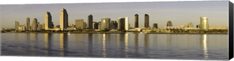 Framed Reflection of skyscrapers in water at sunset, San Diego, California, USA Print