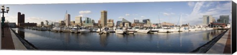 Framed Boats Moored at Inner Harbor, Baltimore, Maryland Print