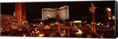 Framed Hotel lit up at night, The Mirage, The Strip, Las Vegas, Nevada, USA Print