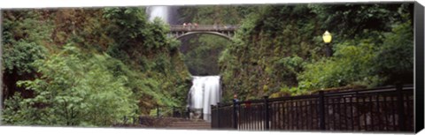 Framed Waterfall in a forest, Multnomah Falls, Hood River, Columbia River Gorge, Oregon Print