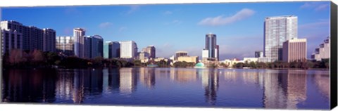 Framed Buildings Reflecting in Lake Eola, Orlando, Florida Print