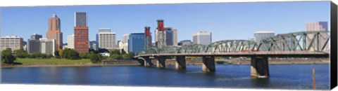 Framed Bridge across a river, Hawthorne Bridge, Willamette River, Multnomah County, Portland, Oregon, USA 2010 Print