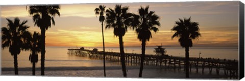 Framed Silhouette of a pier, San Clemente Pier, Los Angeles County, California Print