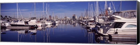 Framed Sailboats at a harbor, Long Beach, Los Angeles County, California, USA Print