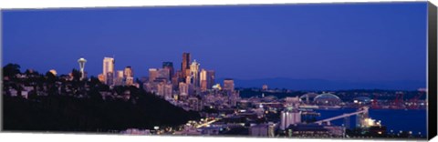 Framed Buildings in a city, Elliott Bay, Seattle, Washington State, USA 2010 Print