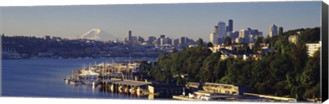 Framed Buildings at the waterfront, Lake Union, Seattle, Washington State, USA 2010 Print