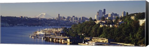 Framed Buildings at the waterfront, Lake Union, Seattle, Washington State, USA 2010 Print