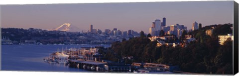 Framed Buildings at the waterfront, Lake Union, Seattle, Washington State, USA Print