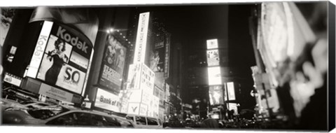 Framed Black and white view of Times Square, Manhattan Print