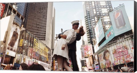 Framed Sculpture in a city, V-J Day, World War Memorial II, Times Square, Manhattan, New York City, New York State, USA Print