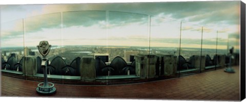 Framed Coin-operated binoculars on the top of a building, Rockefeller Center, Manhattan, New York Print