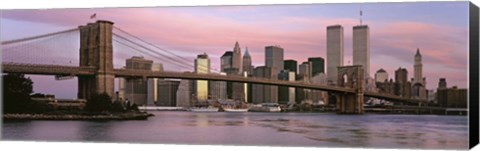 Framed Bridge across a river, Brooklyn Bridge, Manhattan, New York City, New York State, USA Print