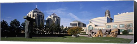 Framed Sculptures in a garden, West Garden, Oakland City Center, Oakland, Alameda County, California, USA Print