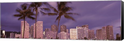 Framed Buildings in a city, Honolulu, Oahu, Honolulu County, Hawaii, USA 2010 Print