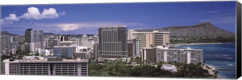 Framed Honolulu Buildings, Oahu, Honolulu County, Hawaii Print