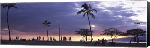 Framed Tourists on the beach, Honolulu, Oahu, Hawaii, USA Print