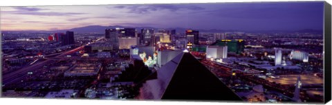 Framed City lit up at dusk, Las Vegas, Clark County, Nevada, USA Print