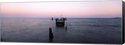 Framed Pier in the Atlantic Ocean, Dilapidated Pier, North Point State Park, Edgemere, Baltimore County, Maryland, USA Print