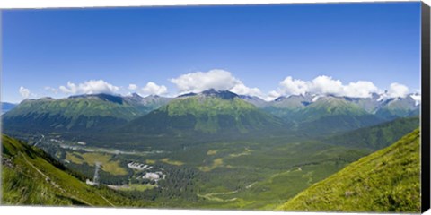 Framed Aerial view of a ski resort, Alyeska Resort, Girdwood, Chugach Mountains, Anchorage, Alaska, USA Print