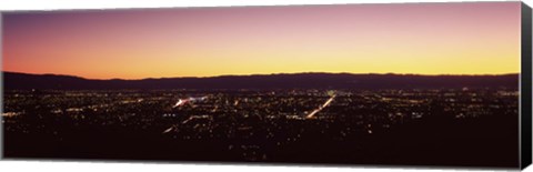 Framed City lit up at dusk, Silicon Valley, San Jose, Santa Clara County, San Francisco Bay, California Print