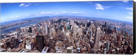 Framed Aerial View of Manhattan Skyscrapers, 2011 Print