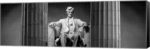 Framed Statue of Abraham Lincoln in a memorial, Lincoln Memorial, Washington DC Print