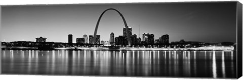 Framed Black and white view of St. Louis, Missouri Print