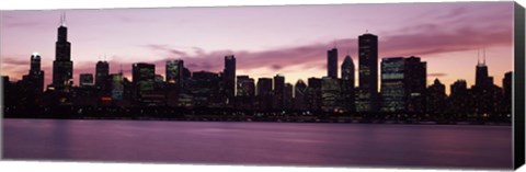 Framed Lake Michigan Slyline with Purple Sky, Chicago, Illinois, USA 2011 Print