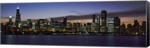Framed Buildings at the Waterfront, Lake Michigan at Night, Chicago, Illinois, USA 2011 Print