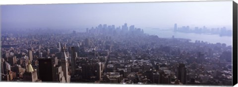 Framed Hazy view of Manhattan Print