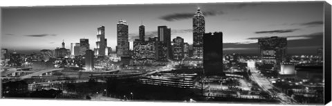 Framed Atlanta skyline in black and white, Georgia, USA Print