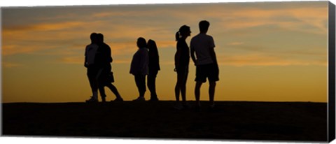 Framed Silhouette of people on a hill, Baldwin Hills Scenic Overlook, Los Angeles County, California, USA Print