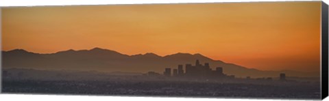 Framed Mountain range at dusk, San Gabriel Mountains, Los Angeles, California, USA Print