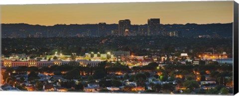 Framed Century City at dusk, Culver City, Los Angeles County, California Print