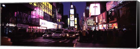 Framed Street scene at night, Times Square, Manhattan, New York City Print