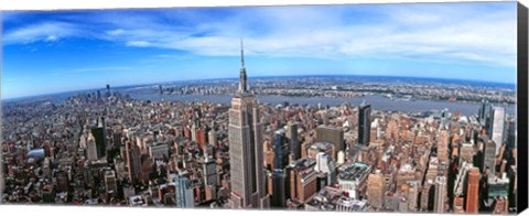 Framed Aerial view of New York City with empire state building, New York State Print