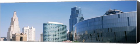 Framed Low angle view of downtown skyline, Sprint Center, Kansas City, Missouri, USA Print