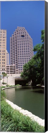 Framed Buildings at the waterfront, Weston Centre, NBC Plaza, San Antonio, Texas, USA Print