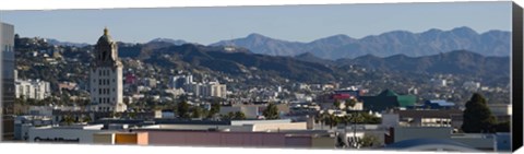 Framed High angle view of Beverly Hills, West Hollywood, Hollywood Hills, California Print