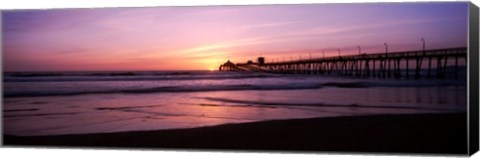 Framed Pier in the pacific ocean at dusk, San Diego, California Print