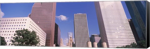 Framed Low angle view of Downtown skylines, Houston, Texas, USA Print