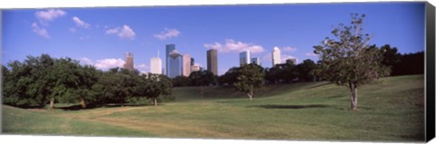 Framed Downtown skylines viewed from a park, Houston, Texas, USA Print