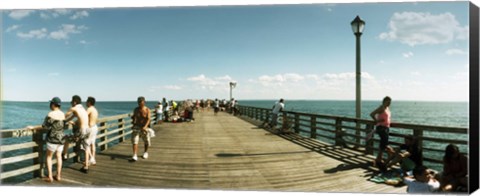 Framed Tourists on the beach at Coney Island viewed from the pier, Brooklyn, New York City, New York State, USA Print