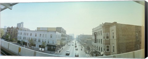 Framed City viewed from a railroad platform, Lakeview, Chicago, Cook County, Illinois, USA Print